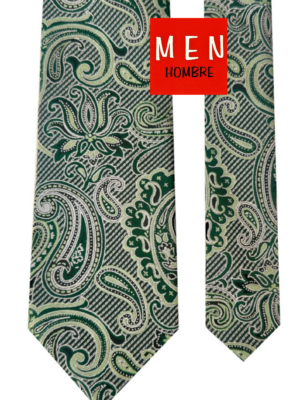Corbata verde cachemir floral