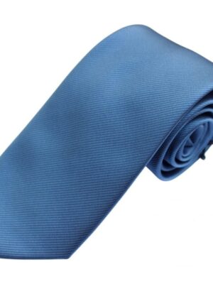 Corbata azul acero falso liso