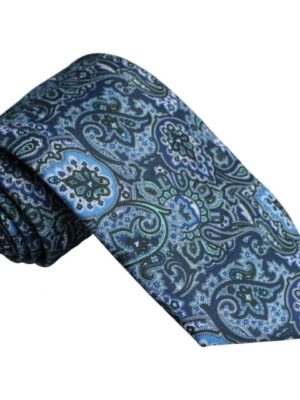 Corbata azul marino oscuro cachemir verde