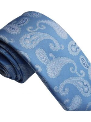 Corbata celeste cachemir plata