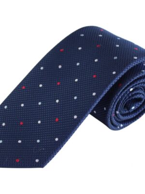 Corbata azul marino lunares rojos y blancos