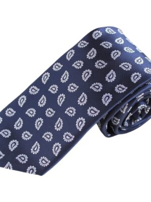 Corbata azul marino cachemir blanco