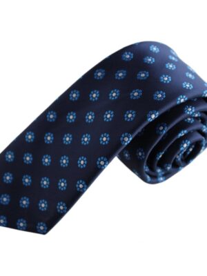 Corbata azul marino margaritas azules