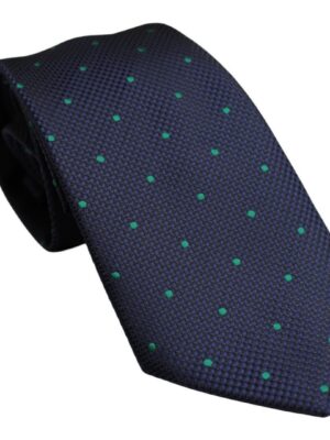 Corbata azul marino oscuro lunares verdes