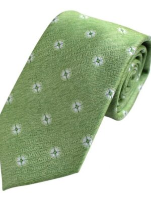 Corbata verde manzana florecillas blancas