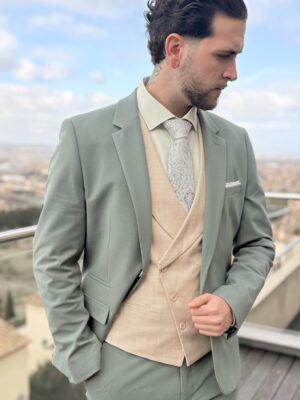 Chaleco solapa smoking cruzado falso liso