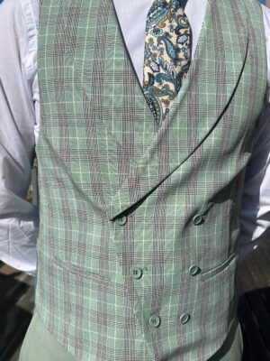 Chaleco solapa smoking cruzado cuadros