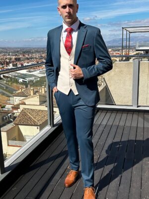 Traje licra tejido topos