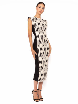 Vestido combinado crochet negro