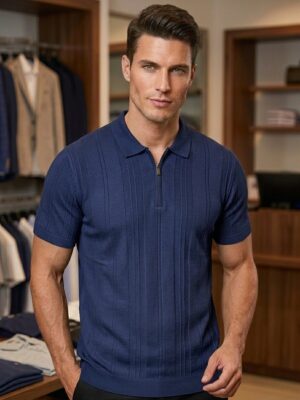 Polo punto cremallera efecto rayas