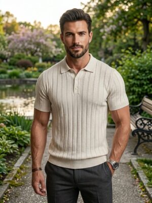 Polo punto canalé ancho