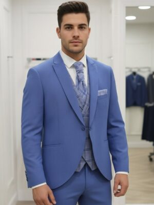 Traje ceremonia con chaleco de cuadros