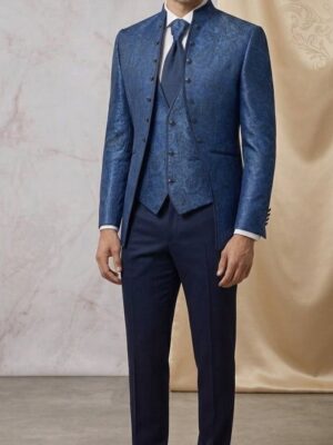 Traje ceremonia cuello mao tejido damasco