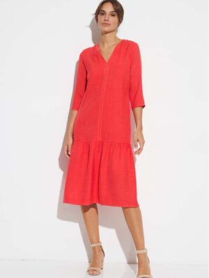 Vestido detalle pespuntes rojo
