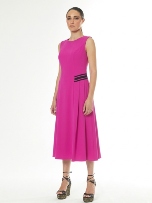 Vestido detalle tablas falda fucsia
