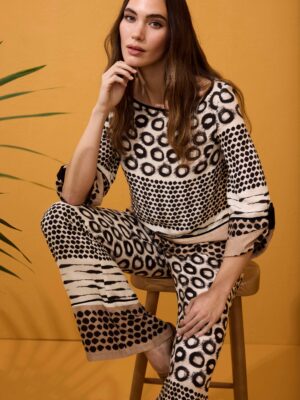 Conjunto blusa y pantalón étnico círculos