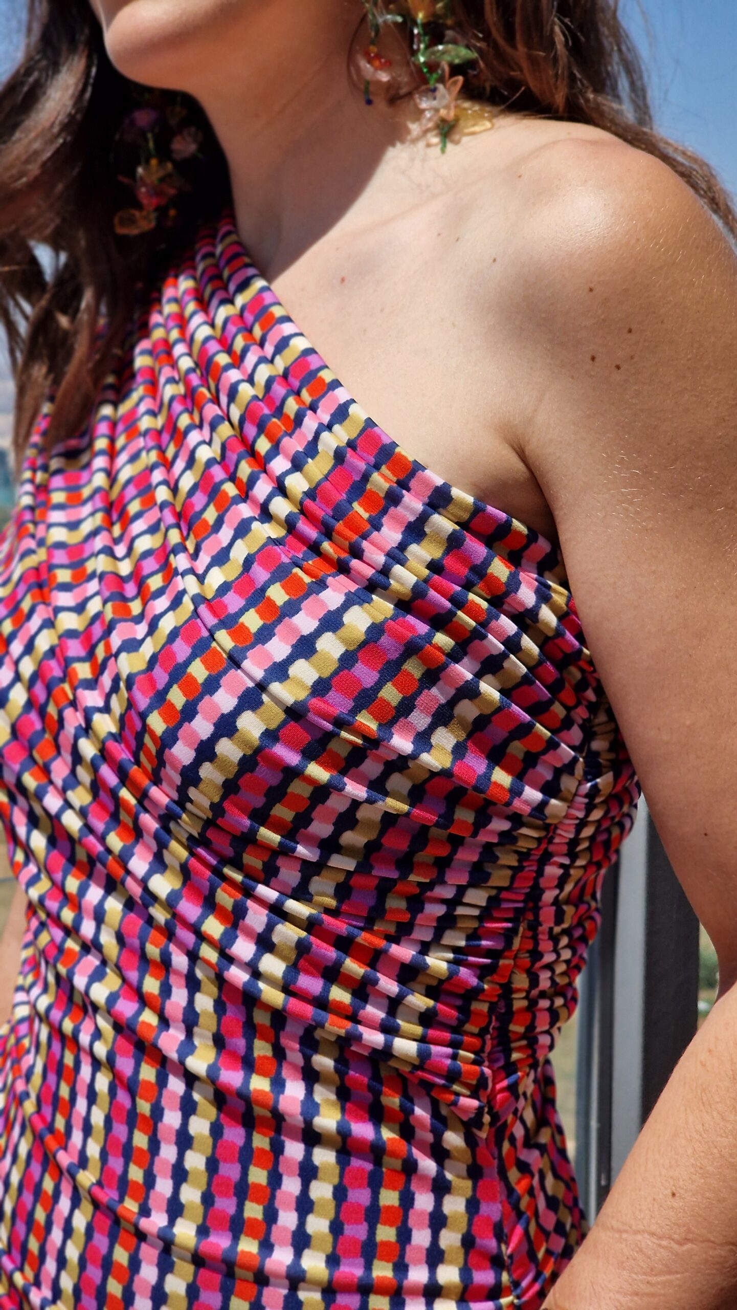 Vestido asimétrico escote banda estampado - Imagen 4