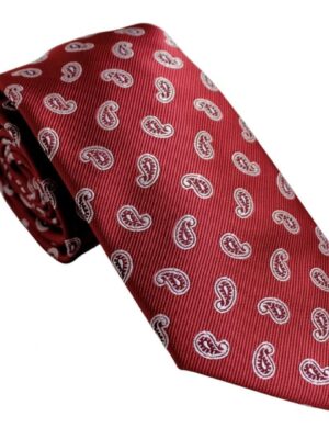 Corbata burdeos cachemir blanco