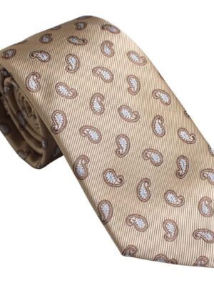 Corbata beige cachemir blanco