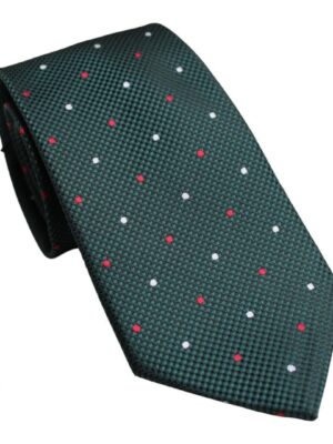Corbata verde oscuro lunares rojos y blancos