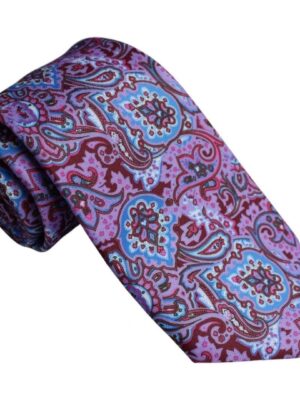 Corbata morada cachemir azul y burdeos
