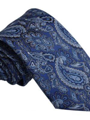 Corbata azul noche cachemir plateado