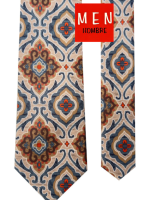 Corbata damasco beige y marrón