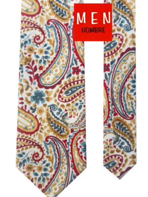 Corbata color crudo cachemir multicolor