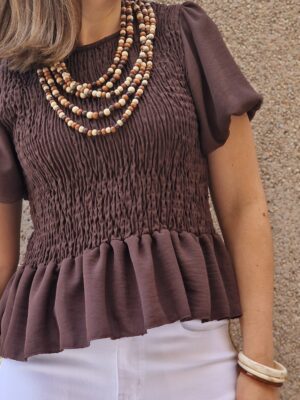 Collar abalorios madera