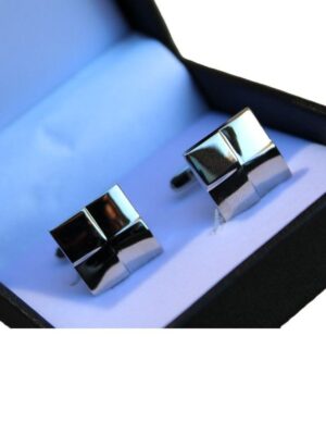 Gemelos cuadrado relieve plata