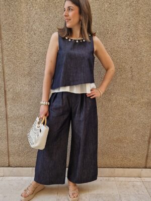 Conjunto top y pantalón efecto vaquero