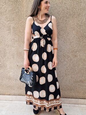 Vestido estampado topos étnico largo