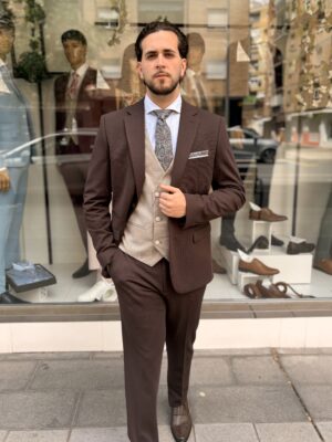Traje entallado licra waffle