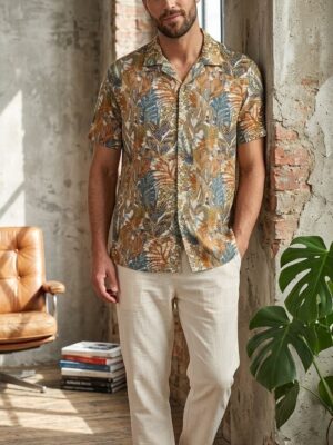 Camisa manga corta hojas
