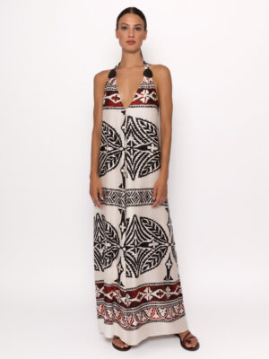 Vestido estampado étnico atado al cuello