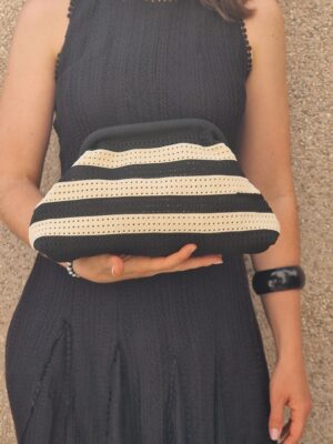 Bolso rayas beige y negro