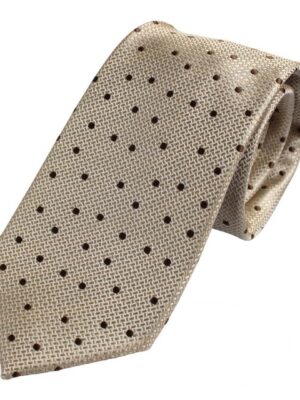 Corbata beige lunares marrones