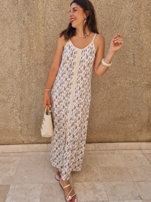 Vestido tirantes franja central estampado