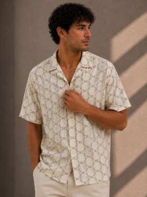 Camisa manga corta rejilla círculos