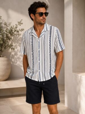 Camisa manga corta étnica marino