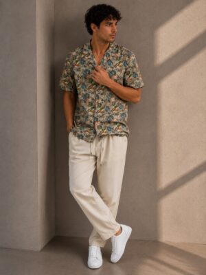 Pantalón lino trabillas