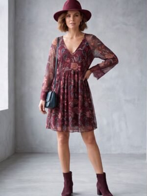 Vestido mesh estampado floral corto