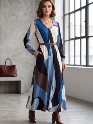 Vestido estampado ondas tonos azules