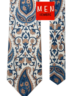 Corbata damasco crudo y azul