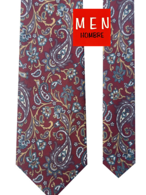 Corbata burdeos cachemir mostaza