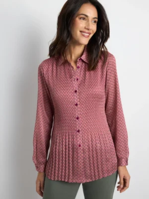 Camisa estampada rombos buganvilla y lima