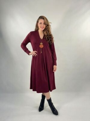 Vestido fluido punto burdeos